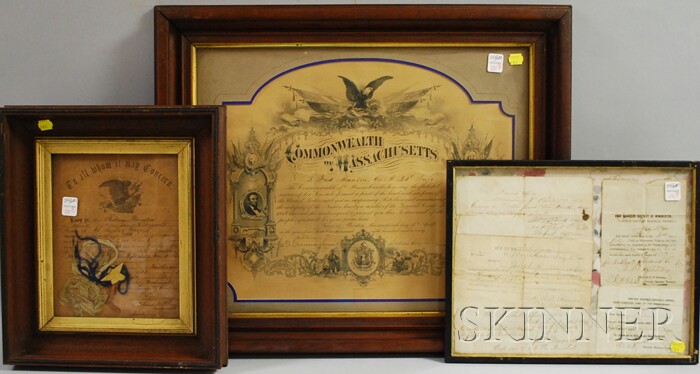 Appraisal: Group of Civil War Related Documents a framed Frederic Manson