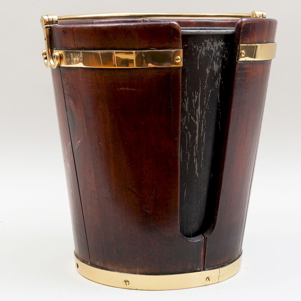 Appraisal: George III Mahogany and Brass Plate Pail Fitted with a