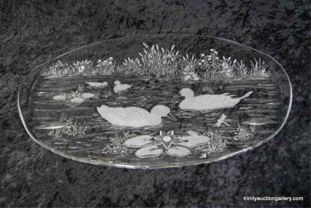 Appraisal: Mikasa Crystal Etched Mallard Duck Scene TrayIs a very nice