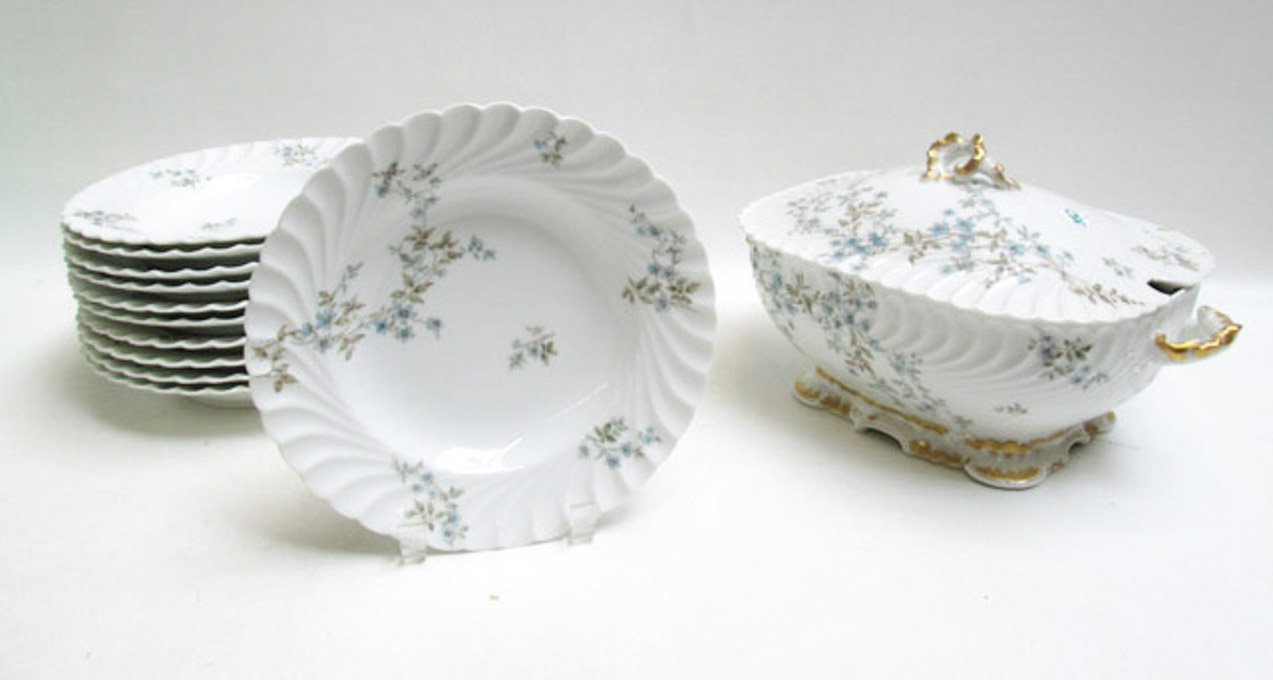 Appraisal: HAVILAND LIMOGES SOUP SET consisting of lidded tureen with eleven