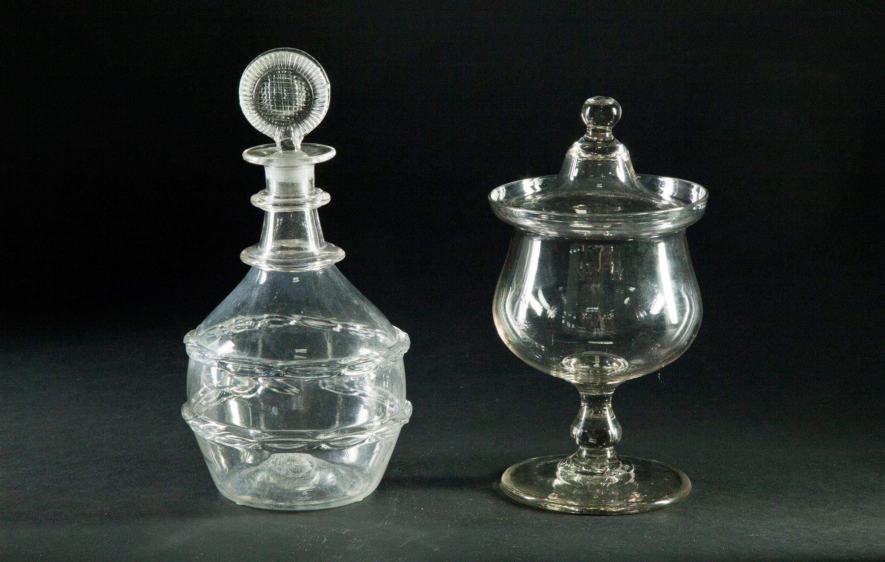 Appraisal: TWO PIECES OF EARLY AMERICAN BLOWN CLEAR GLASS Second quarter-