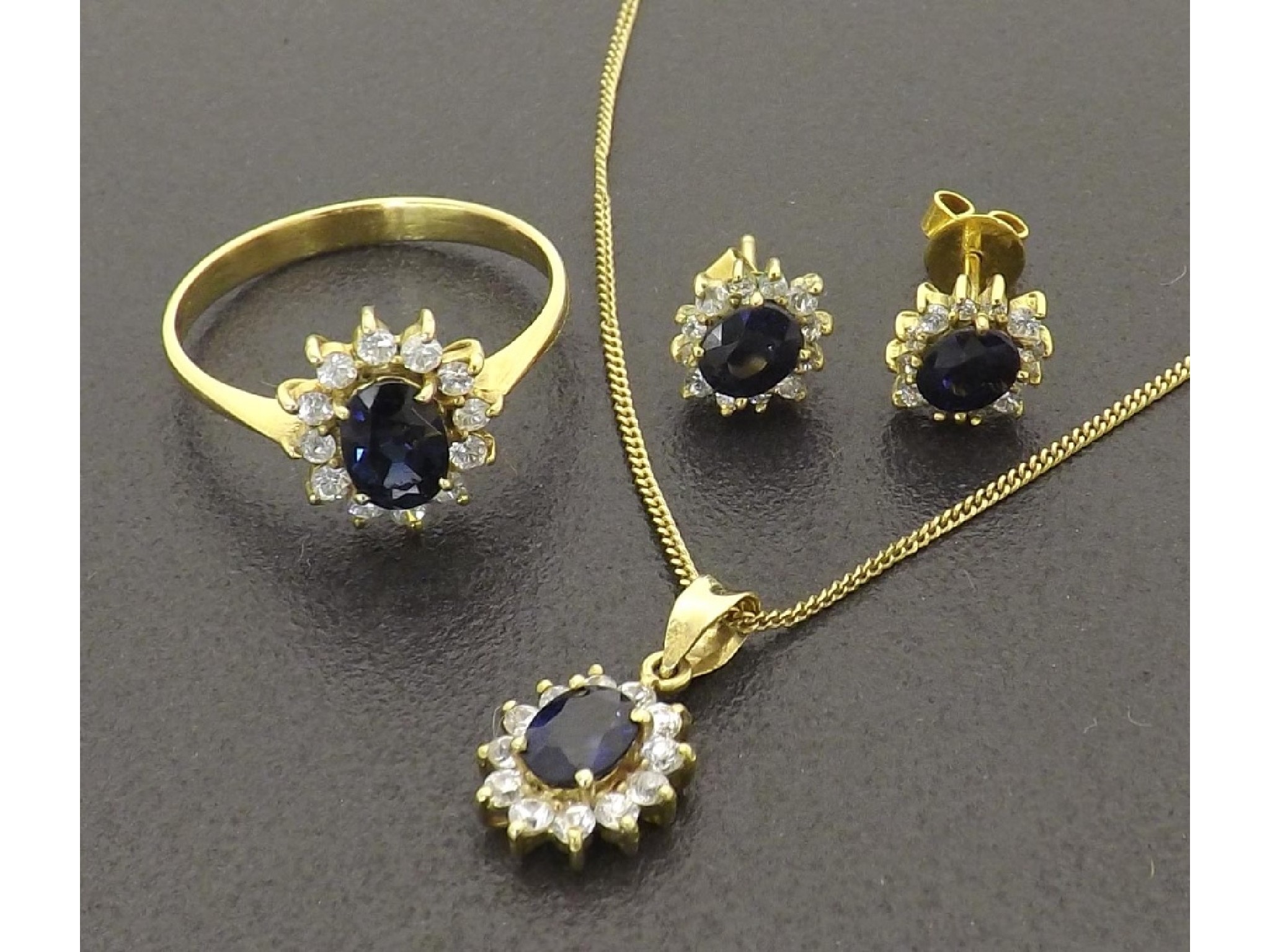 Appraisal: ct sapphire and diamond jewellery suite comprising an oval cluster