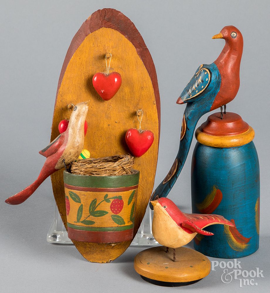 Appraisal: Thee Walter and June Gottshall folk carvings Thee Walter and