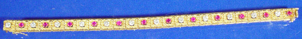 Appraisal: K gold diamond and ruby bracelet