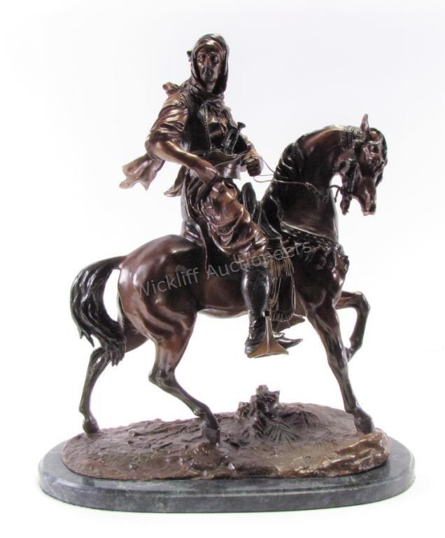 Appraisal: AFTER ANTOINE LOUIS BARYE French - patinated bronze horse and