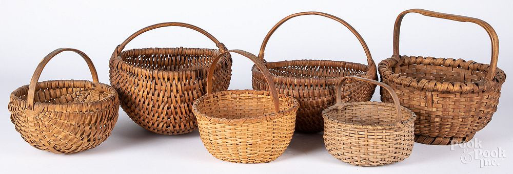 Appraisal: Six assorted baskets Six assorted baskets tallest - Condition Minor