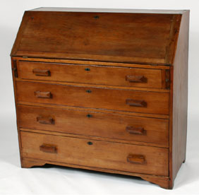 Appraisal: Cherry slant-front desk with four drawers below also pigeon holes