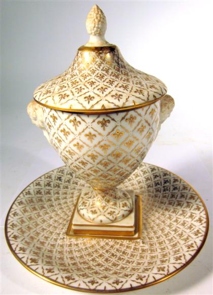 Appraisal: Paris Porcelain gilt painted urn and undertray th century