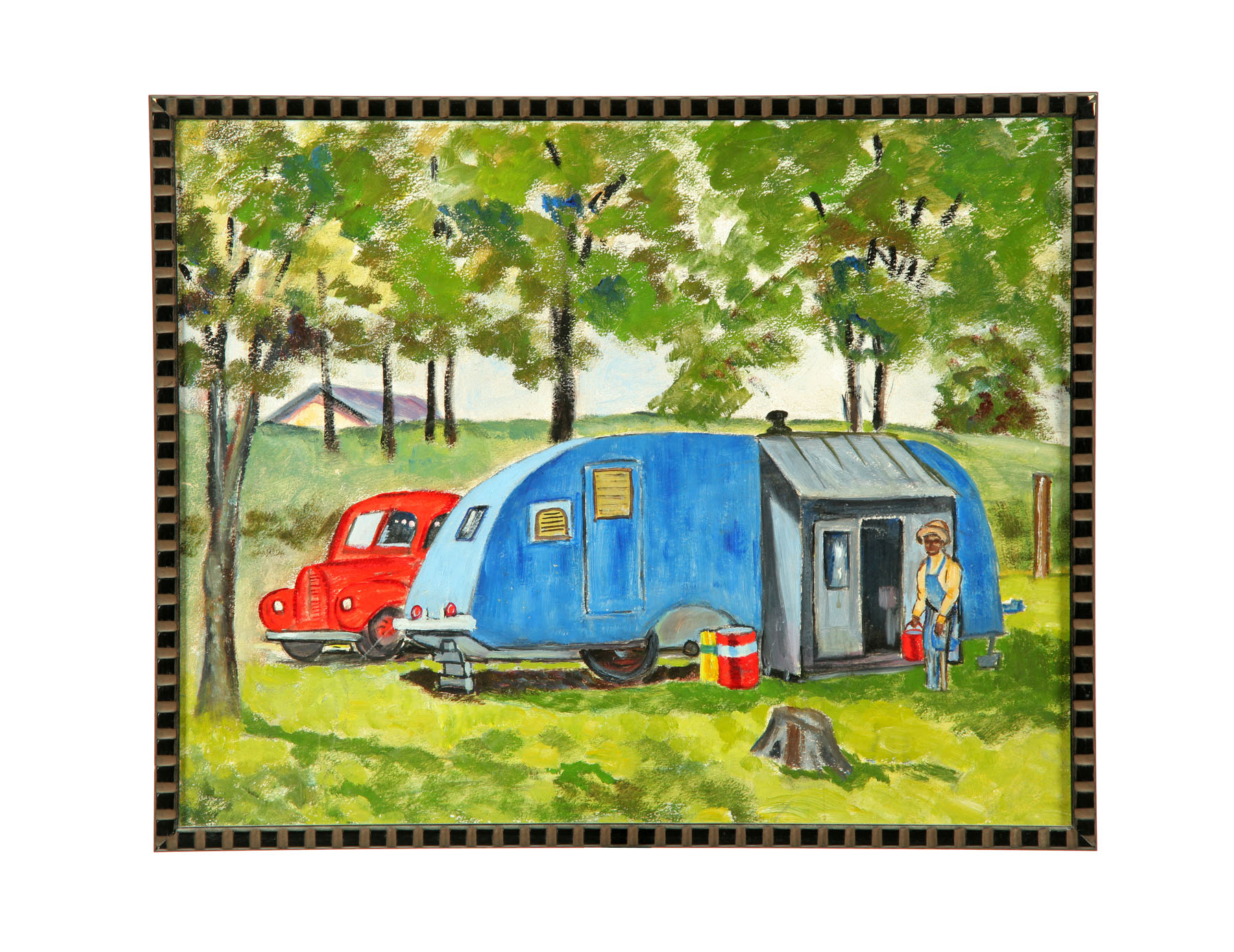 Appraisal: CAMPING SCENE BY MARTHA MORGAN PENNSYLVANIA D Oil on artist