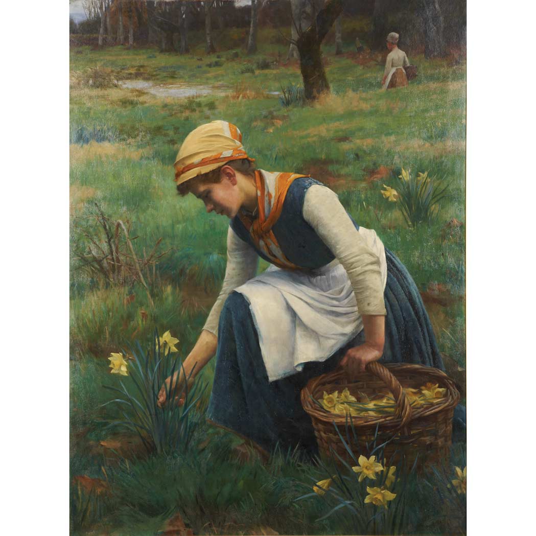 Appraisal: William Banks Fortescue English - Picking Daffodils Signed W B