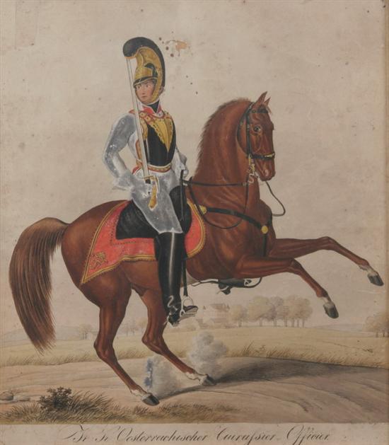 Appraisal: AUSTRIAN PRINT OF CAVALRY OFFICER Early th century Lithograph with