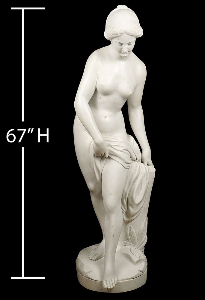 Appraisal: Large Carrara Marble Nude Sculpture of Woman Life sized figure