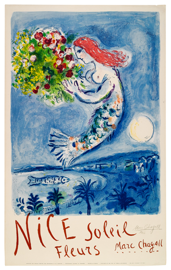 Appraisal: MARC CHAGALL Le Baie des Anges Color lithograph poster x