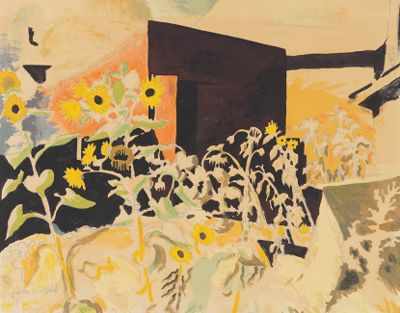 Appraisal: Charles Ephraim Burchfield American - Sunflowers and Red Barn Color