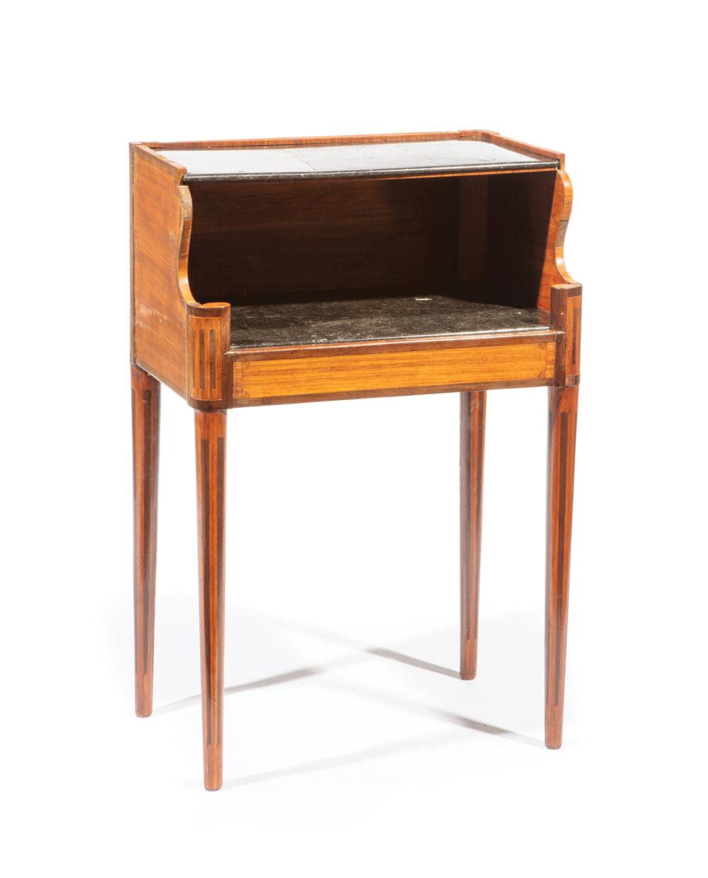 Appraisal: Directoire Inlaid Mahogany Escritoire th th c tiered inset marble