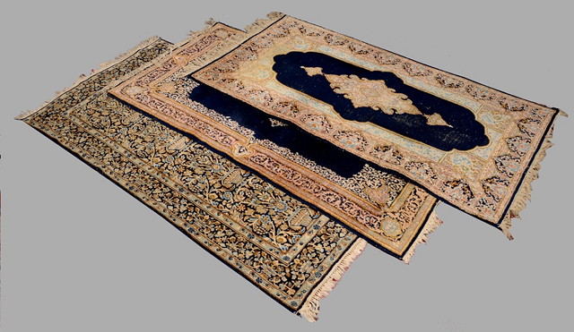 Appraisal: TWO OF MODERN PERSIAN KIRMAN BLUE GROUND RUGS each with