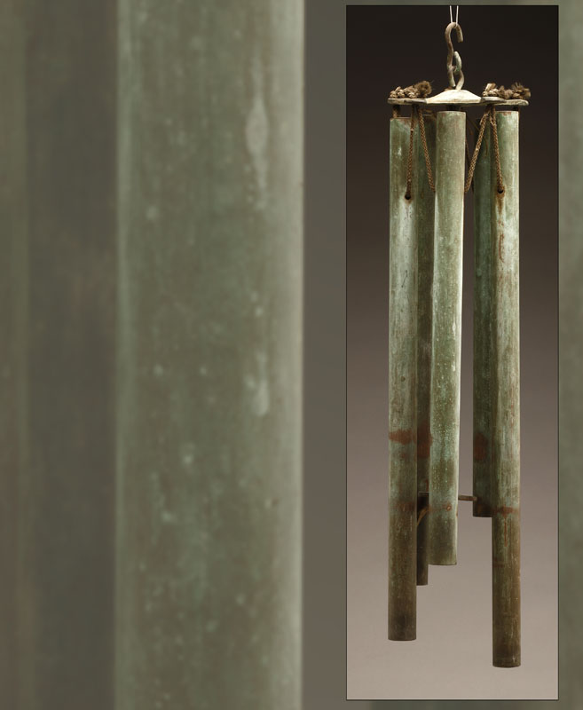 Appraisal: A set of Walter Lamb verdigris copper wind chimes A