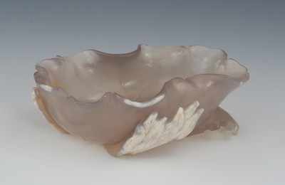 Appraisal: An Chinese Agate Carved Brush Washer Translucent agate with lavender