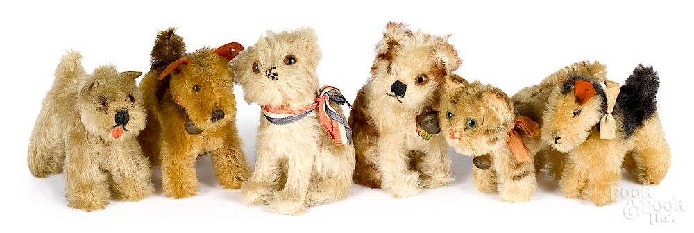 Appraisal: Six small Steiff mohair animals Six small Steiff mohair animals