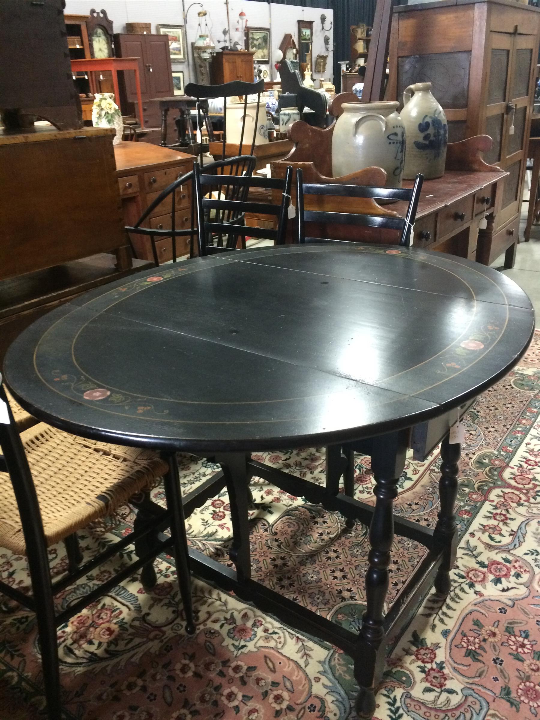 Appraisal: WILHELM FURNITURE COMPANY HAND PAINTED DROP LEAF TABLE WITH SINGLE