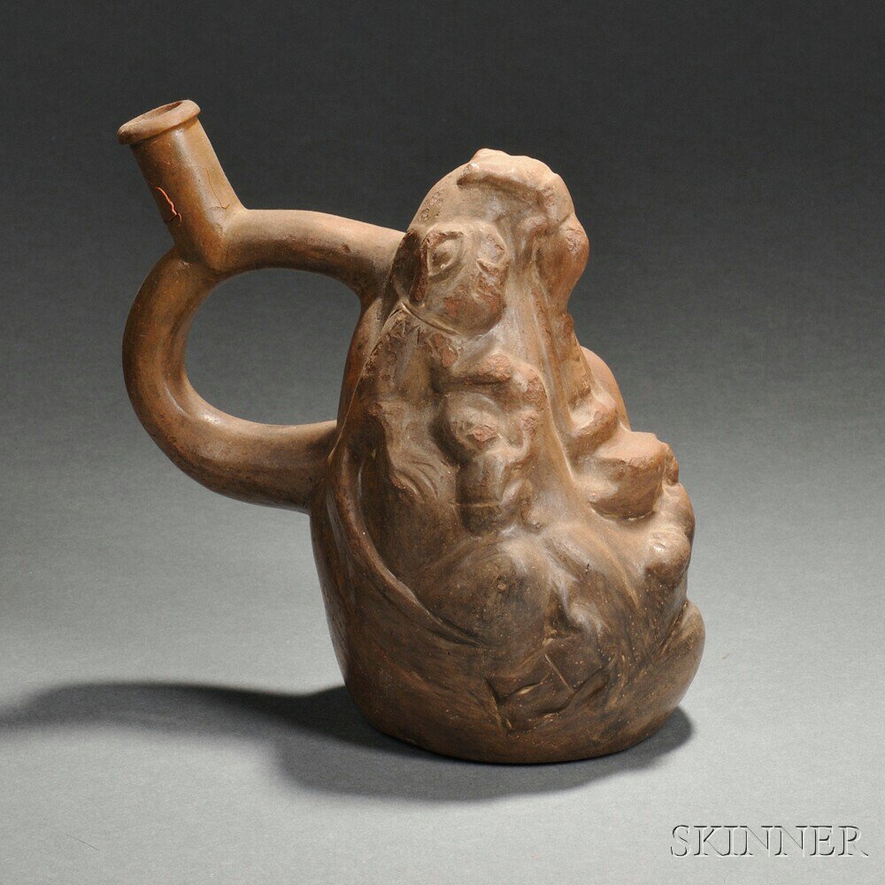 Appraisal: Moche Stirrup Spout Vessel c - A D mountain sacrificial