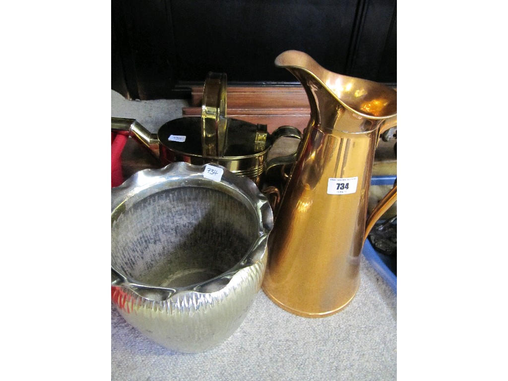 Appraisal: Assorted copper vessels and an EP plant pot