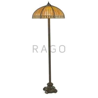 Appraisal: HANDEL Floor lamp with fine fluted base its faceted shade