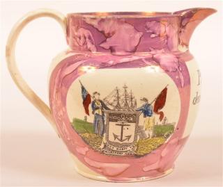 Appraisal: Sunderland Lustre Clipper Ship Transfer Pitcher Sunderland Lustre Hard Paste