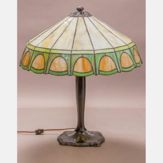 Appraisal: A Bradley and Hubbard Slag Glass Lamp th Century A