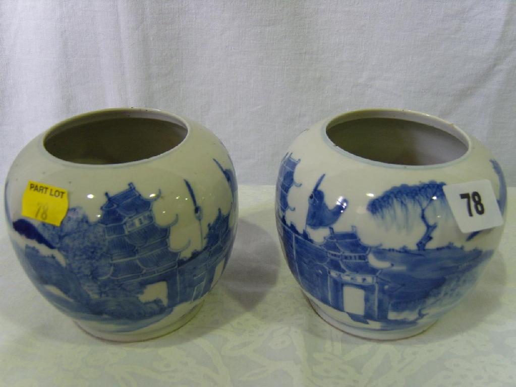 Appraisal: A pair of th century Chinese vases with blue and