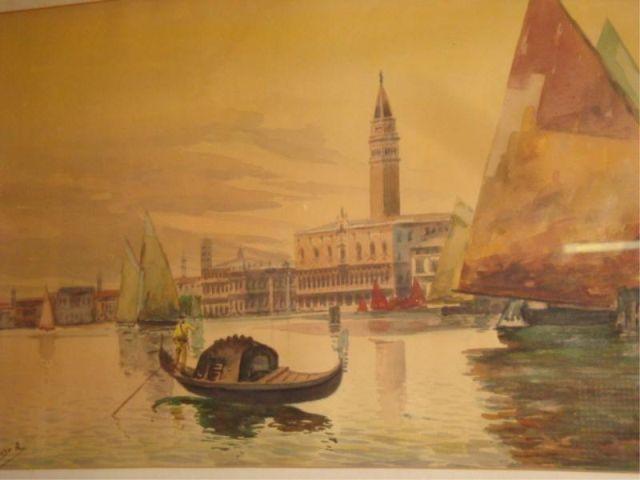 Appraisal: ROSSO A Antique Watercolor of Venice signed lower left Size