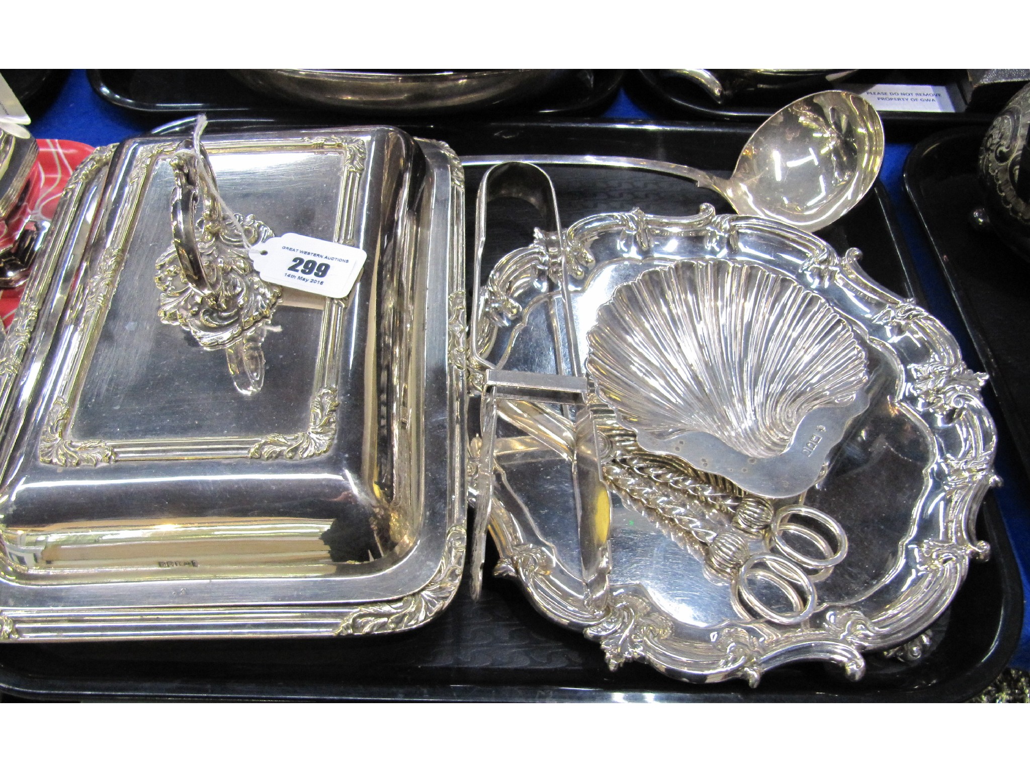 Appraisal: A tray lot of EP - entree dish salver ladle