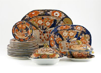 Appraisal: A Mason's Ironstone part dinner service painted in the Imari