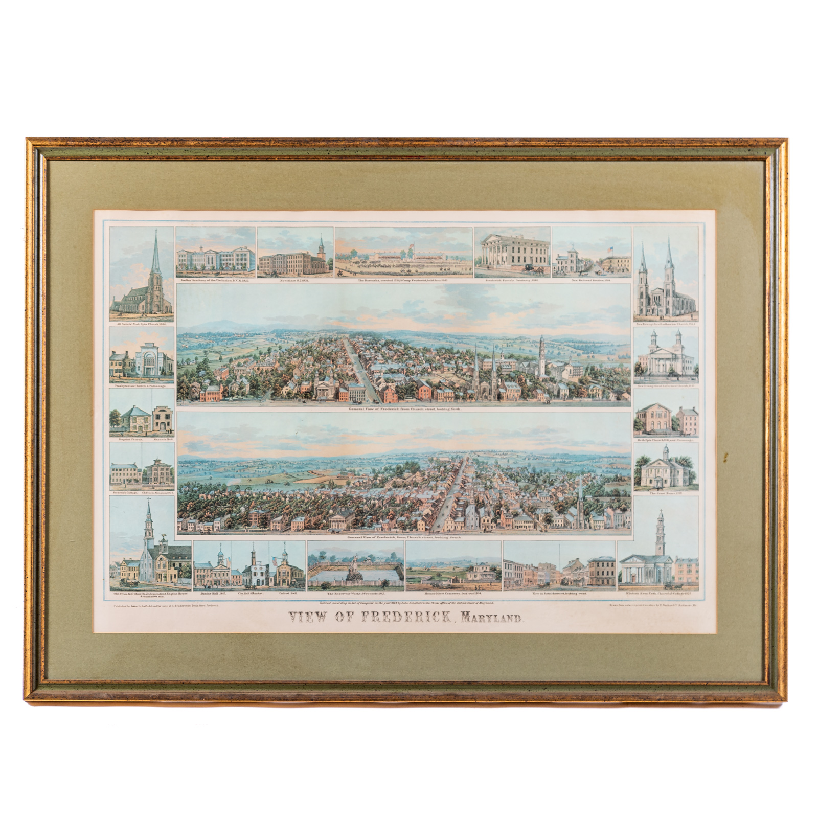 Appraisal: EDWARD SACHSE VIEW OF FREDERICK MD LITHOGRAPH American - Lithograph