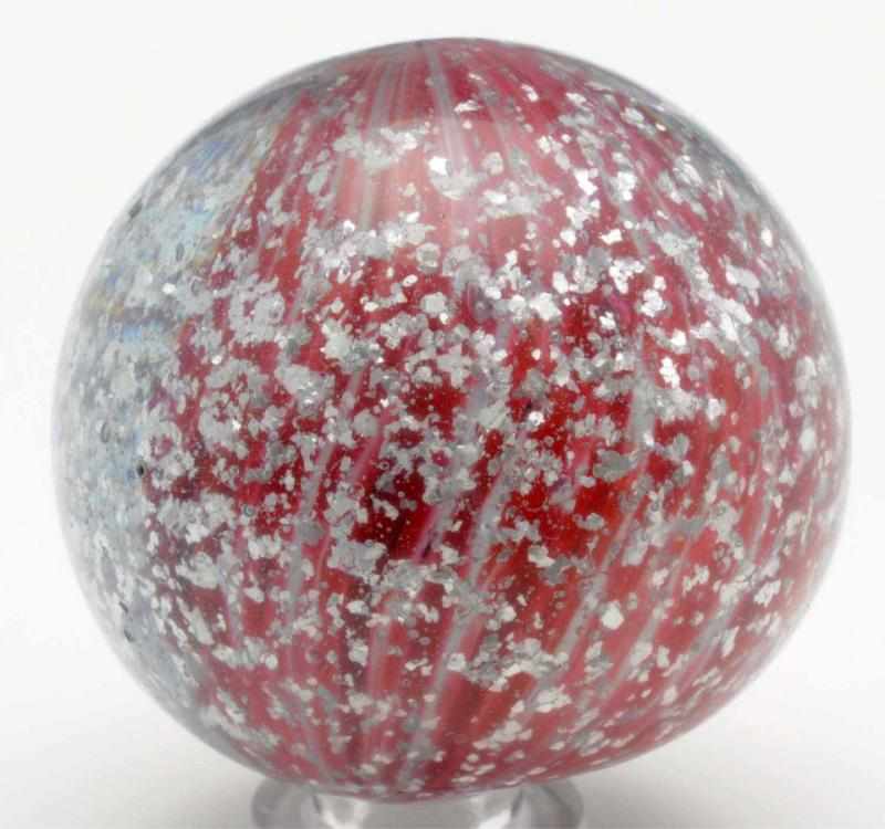 Appraisal: Shrunken Core Onionskin Marble with Floating Mica Pink and white