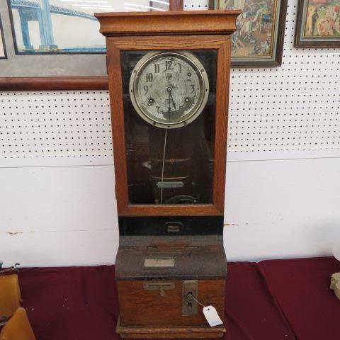 Appraisal: Antique Oak Time Clock