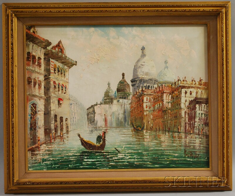 Appraisal: th Century American School Oil on Canvas Venice Canal View