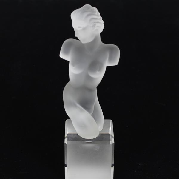 Appraisal: Art Deco frosted glass female nude torso figure on base