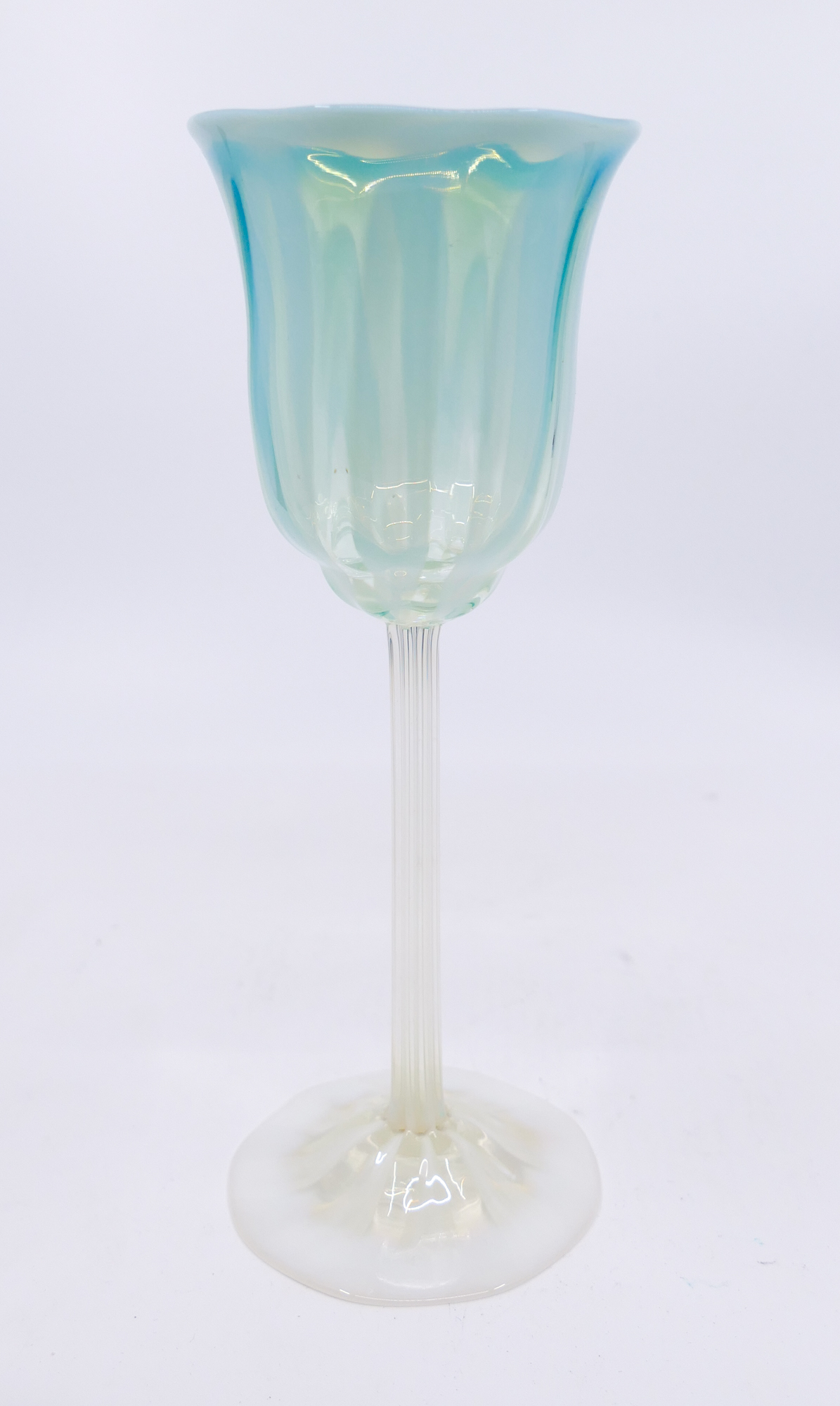 Appraisal: Tiffany Favrile Glass Aqua Pastel Goblet c Signed 'L C