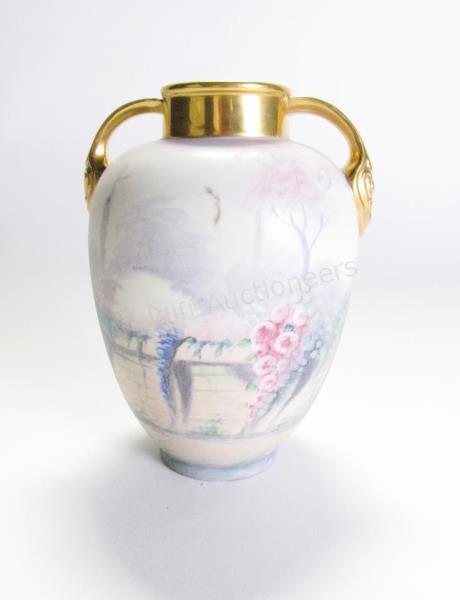 Appraisal: Pickard Studios Vellum Vase Pink Blue and green hand painted