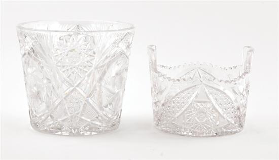 Appraisal: American cut-crystal ice pail and wine coaster H Dia and