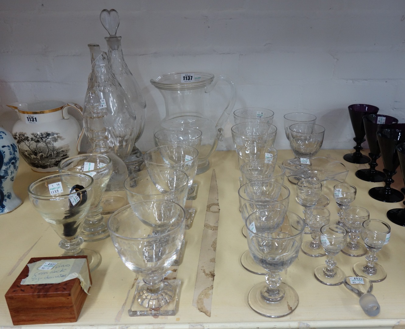 Appraisal: A quantity of Georgian and later glass etched goblets on