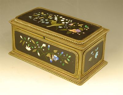 Appraisal: A th century gilt brass and Pietra Dura mounted casket