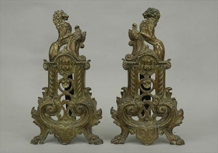 Appraisal: Pair of Cast-Metal Chenets