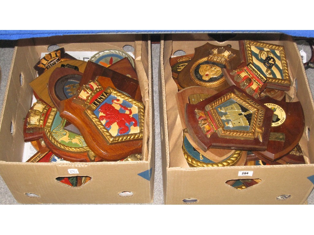 Appraisal: Lot comprising thirty seven assorted ship's plaques in two boxes