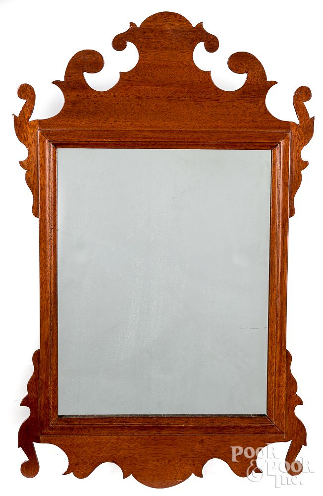 Appraisal: Small Chippendale mahogany mirror th c Small Chippendale mahogany mirror