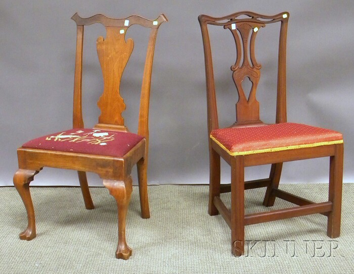 Appraisal: Chippendale-style Carved Mahogany Side Chair and a Georgian Carved Walnut