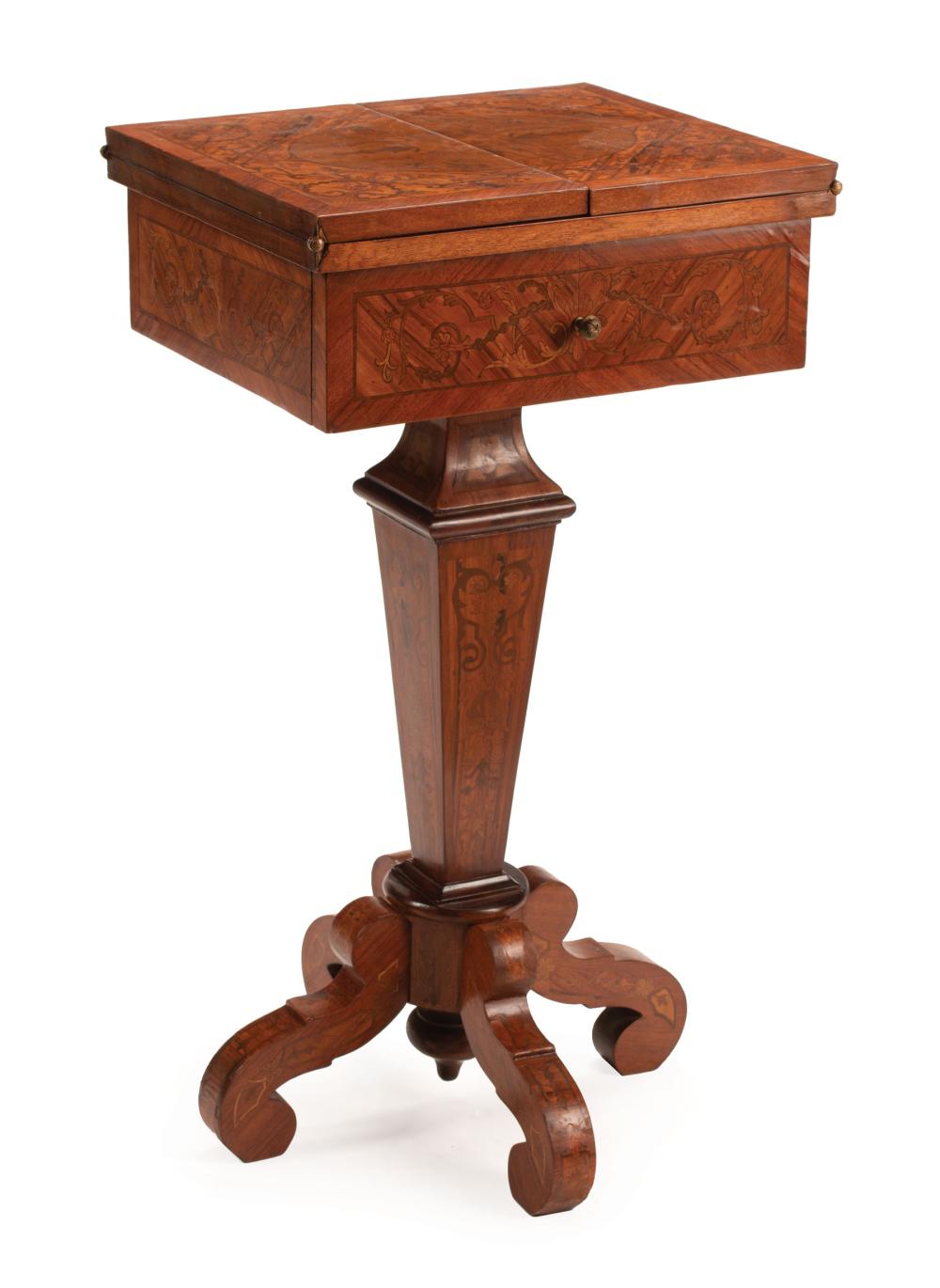 Appraisal: Neoclassical-Style Marquetry and Parquetry Games Table foldover top with game