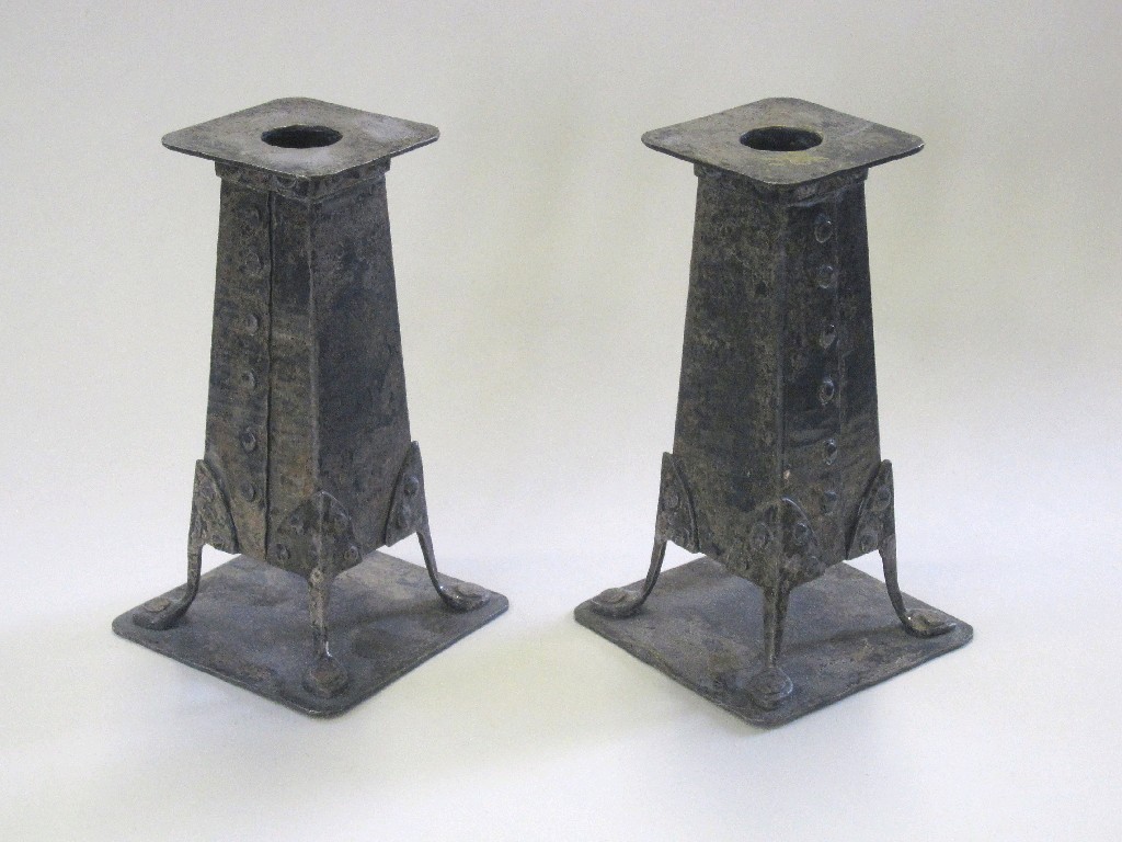 Appraisal: Pair of metal candlesticks stamped to base