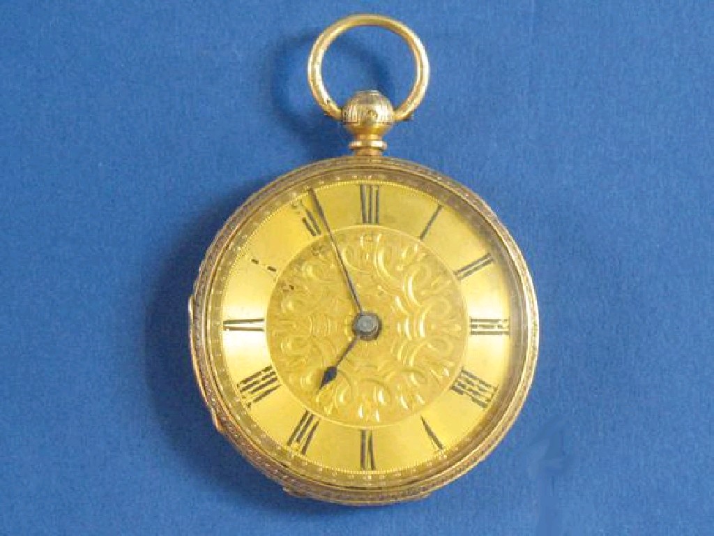 Appraisal: AN CT GOLD POCKET WATCH the engine turned dial with